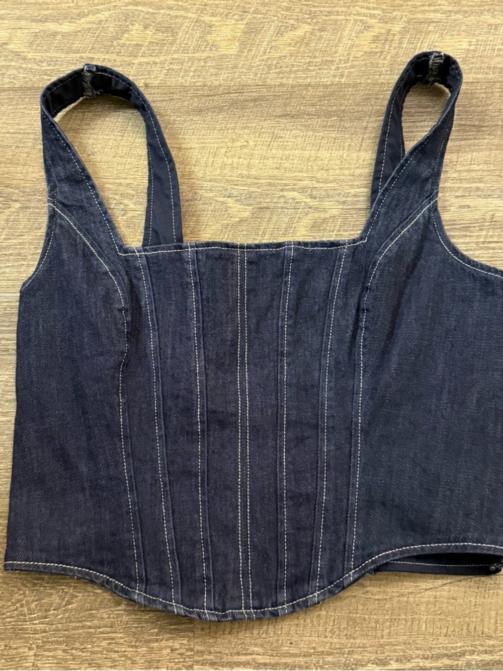 Pilcro Navy Denim Corset Tank